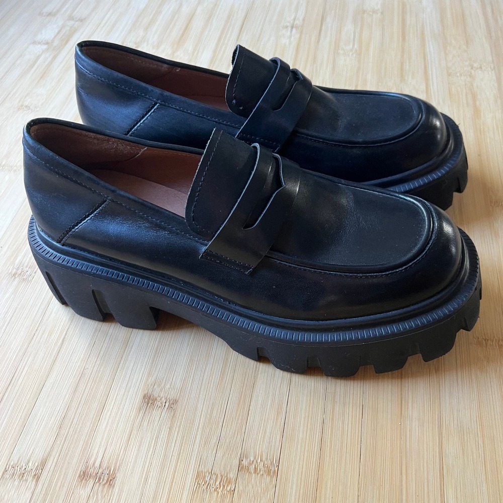 Beau Today Black Chunky Platform Loafers 10‎ Y2K 90s Vintage Whimseygoth Punk